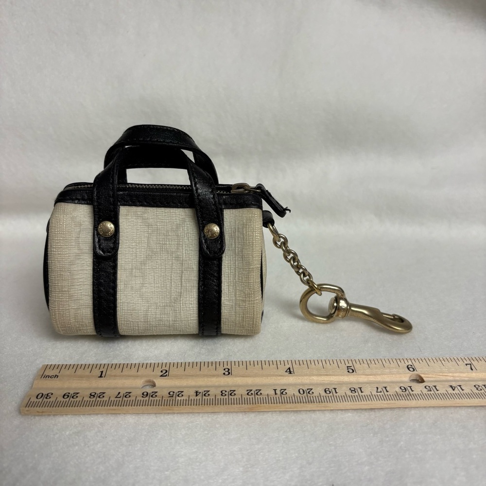 VTG GUCCI Mini Boston Bag Keychain Charm Zipper Clip Cream Black - Picture 2 of 14